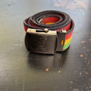 Multicolor Canvas Belt with Black Buckle Rasta